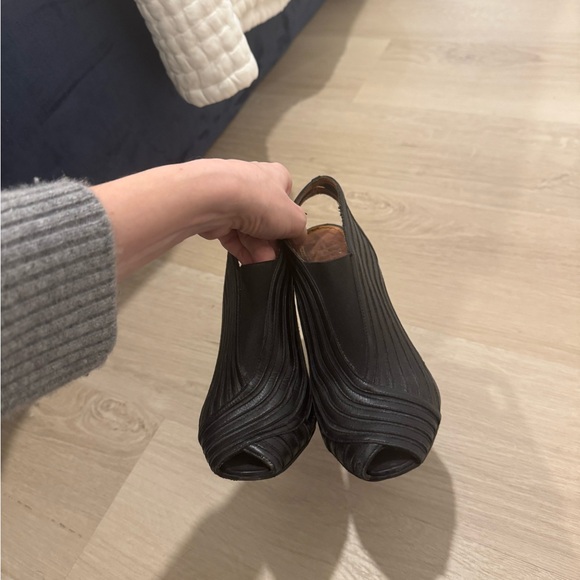 Givenchy Peep Toe Booties Boots 37.5 Black Leather - Picture 9 of 16